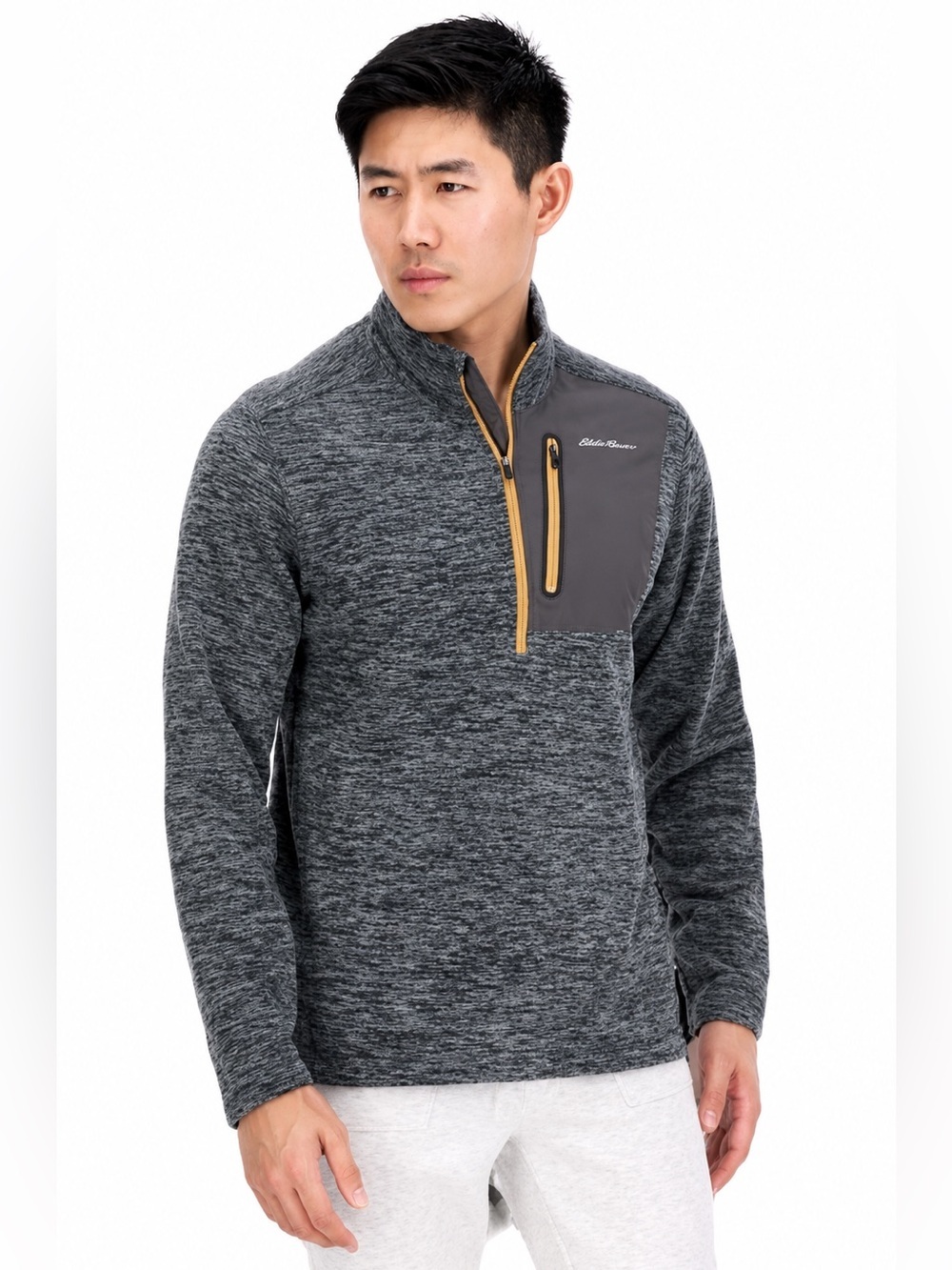 Eddie Bauer Adult Grey Heather Quarter Zip Pullover Athletic Mens XL